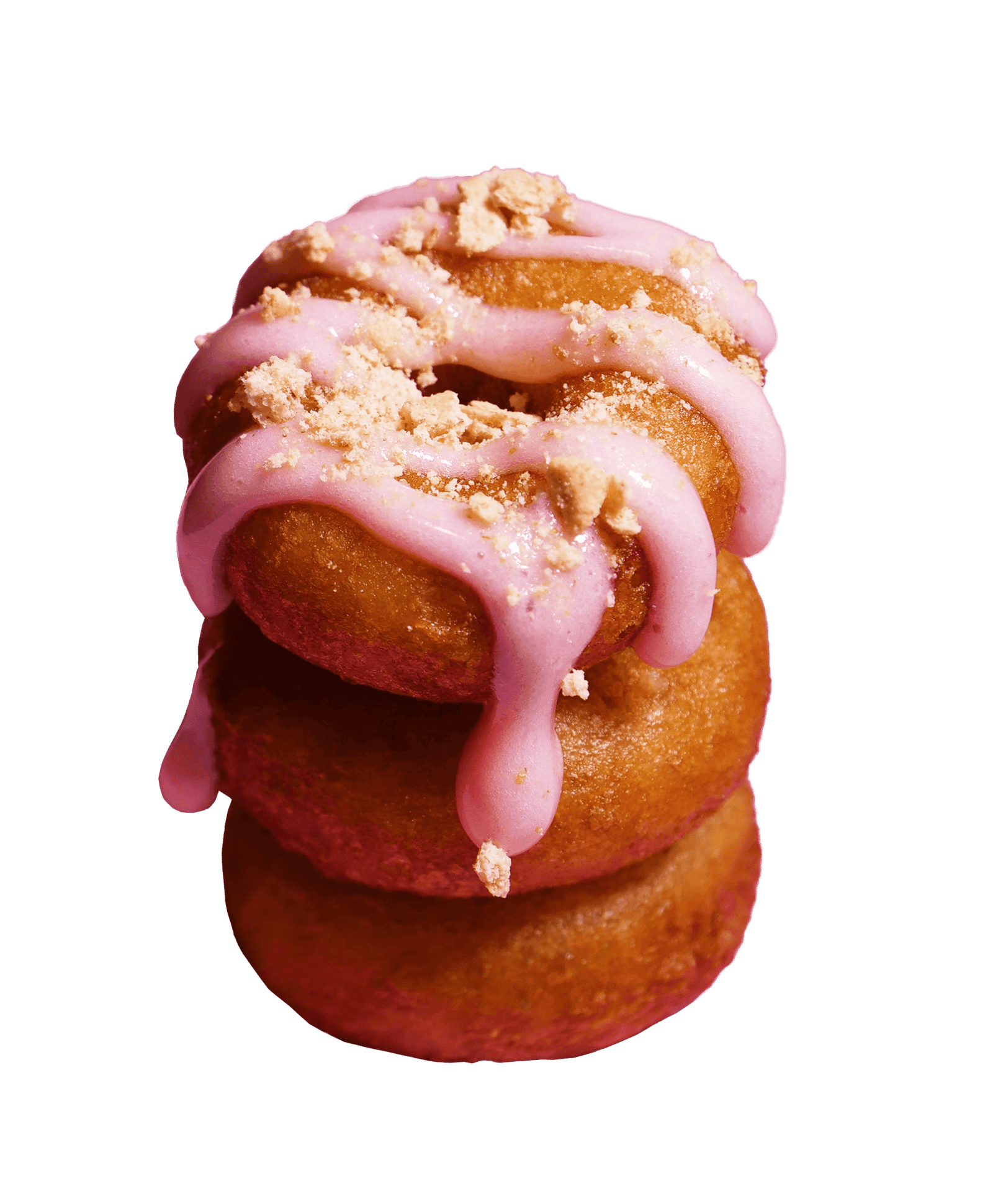 A stack of strawberry graham mini donuts